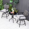 Tangkula Patio Swivel Bar Stools Set of 2 Outdoor Counter Height Bar Chairs w/ PE Rattan Back - 2 of 4
