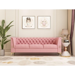 NicBex Couches for Living Room 82" Sofa Velvet Upholstered 3-Seat Couch Soft Sponges Modern Chesterfield Sofa with Gold Legs for Apartment - 1 of 4