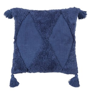 Saro Lifestyle Tassel Design Tufted Diamond Throw Pillow With Poly Filling - 1 of 3