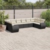 vidaXL 10 Piece Patio Sofa Set with Cushions Black Poly Rattan - Black and Cream Without Table - 2 of 4