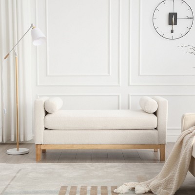 NicBex Modern 53.5" Bedroom Bench Upholstered Accent Stools with 2 Pillows and Wood Frame for Bedroom and Entryway