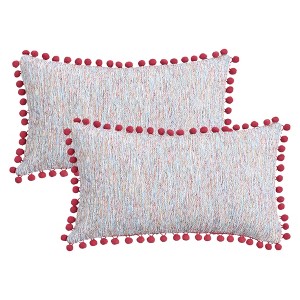 REGALWOVEN Fade-Resistant Chenille Boho Decorative with Pom-poms Throw Pillow Covers 2 Pcs - 1 of 4