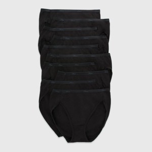 Hanes Women's 10pk Cotton Classic Hi-Cut Underwear - Black - 1 of 4
