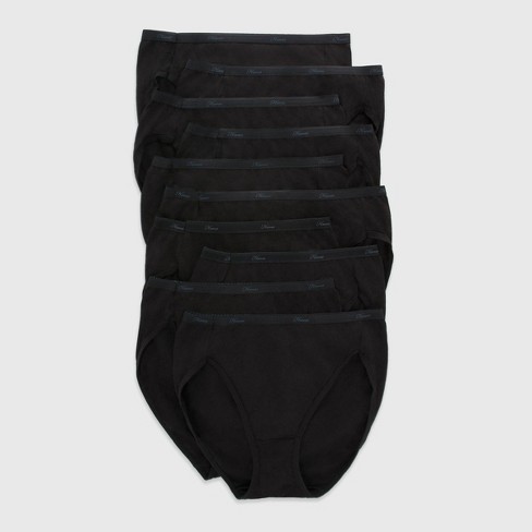 Hanes Women's Breathable Cotton Hi-Cut Underwear, Black, 10-Pack
