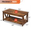 Coffee Table 43" with Storage Shelf and Sturdy V-Shaped Support, Farmhouse Wood Center Table for Living Room, Bedroom, Office, Balcony - 3 of 4