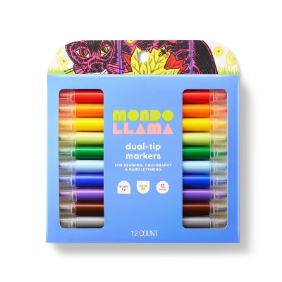 12ct Markers Brush & Chisel Dual-Tip - Mondo Llama™