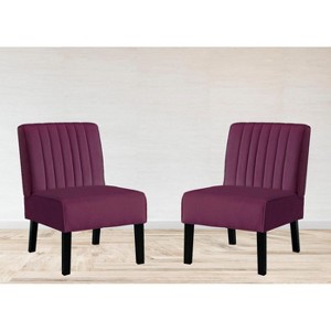 CAVINAS Velvet Upholstered Accent Chair with Minimalist Design,Modern Armless Chairs with Solid Wood Legs for Bedroom,Reading Room,2PC - 1 of 4