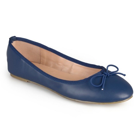 Ladies navy hotsell leather flat shoes