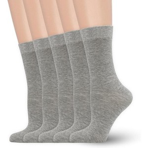 SERISIMPLE Women Soft Thin Viscose Bamboo Crew Socks, Fit Stretchy Casual, Business, Dress Calf Sock Large White 5 Pairs - 1 of 4