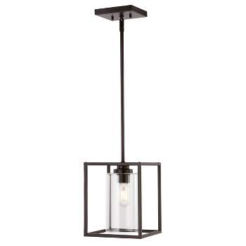 Industrial Farmhouse Iron/Glass LED Pendant Oil Rubbed Bronze - JONATHAN Y