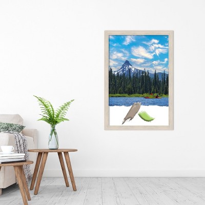 Hardwood Whitewash Narrow Wood Picture Frame 24x36 Inches