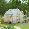 Outsunny Aluminum Greenhouse, Polycarbonate Walk-in Garden Greenhouse Kit with Adjustable Roof Vent, Rain Gutter and Sliding Door for Winter, Silver - 3 of 4