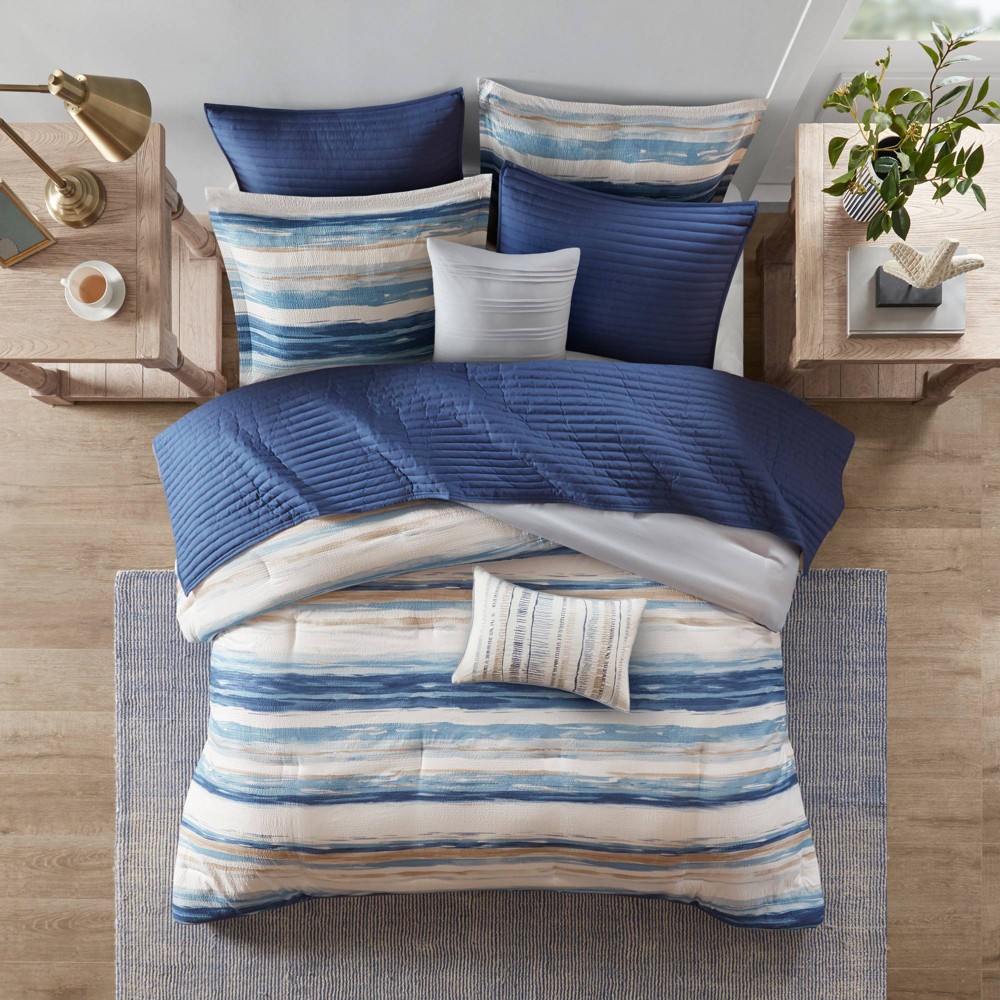 Photos - Duvet Fairbanks Full/Queen 8pc Comforter and Coverlet Set Blue