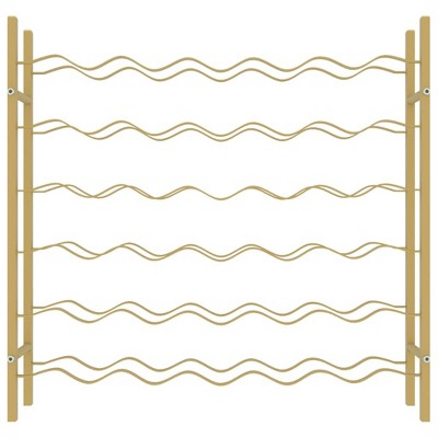 Gold Metal 36-Bottle Wine Rack with Golden Hardware
