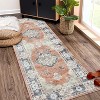Bohemian Vintage Style Rug, Washable Low Pile Rug with Rubber Backing, Floral Floor Rug for Bedroom, Living Room, Home Office, Game Room - 2 of 4