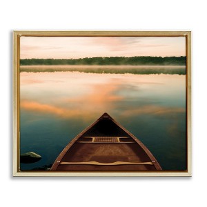 Stupell Industries Canoe on Lake Warm Sunrise Floating Frame Canvas Art - 1 of 4
