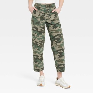 Women's Mid-Rise Barrel Leg Cargo Pants - Universal Thread™ - 1 of 3