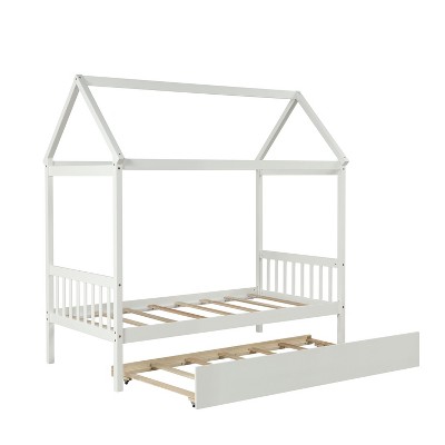 NicBex Twin House Bed Frame with Twin Size Trundle for Adults,Boys,Girls