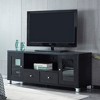 48" Wood Grain Finish TV Stand with Storage Cabinet for Living Room and Bedroom, MDF with Metal Legs, Cable Management, and Tempered Glass Doors - 2 of 4