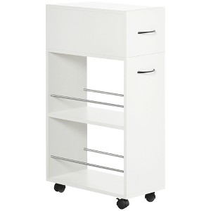HOMCOM 3- tier Slim Storage Cart, Rolling Narrow Kitchen Cart on Wheels for Small Place, Slide Out Side Utility Cart for Bathroom, Laundry - 1 of 4