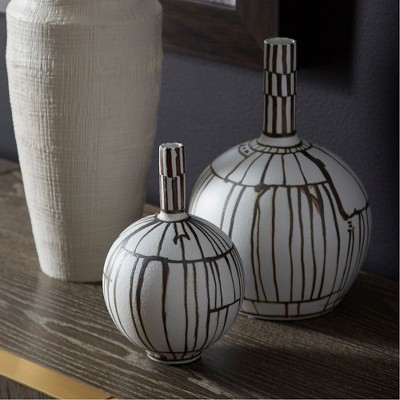 Leela Tall White Ceramic Textured Vase