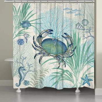 Laural Home Blue Crab Shower Curtain