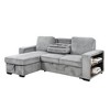 Mid-Century Modern L-Shaped Sectional Sofa with Pull-Out Sofa Bed, USB Port, and Storage Chaise - 3 of 4