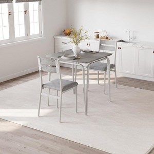 Jojoka Dining Table Set for 2, Compact Square Dinette with Thick Cushioned Upholstered Chairs - 1 of 4