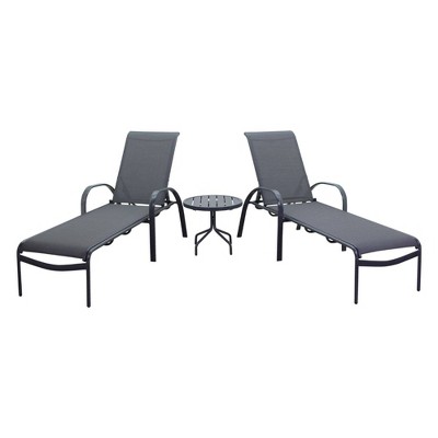 Santa Fe 3pc Chaise Lounge Set - Dark Gray - Courtyard Casual