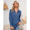 Coolmee Women's Casual Long Sleeve Lapel Zipper Sweatshirt Drawstring Loose Pullover Tops - 2 of 4