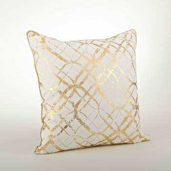 Saro Lifestyle Metallic Foil Print  Decorative Pillow Cover, Gold, 20"