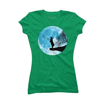 Junior's Design By Humans Moon Bunny By Maryedenoa T-Shirt