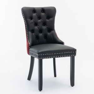 Dexmalle Set of 2 Double Color Modern High-end Tufted Nailhead Trim Dining Chair - 1 of 4