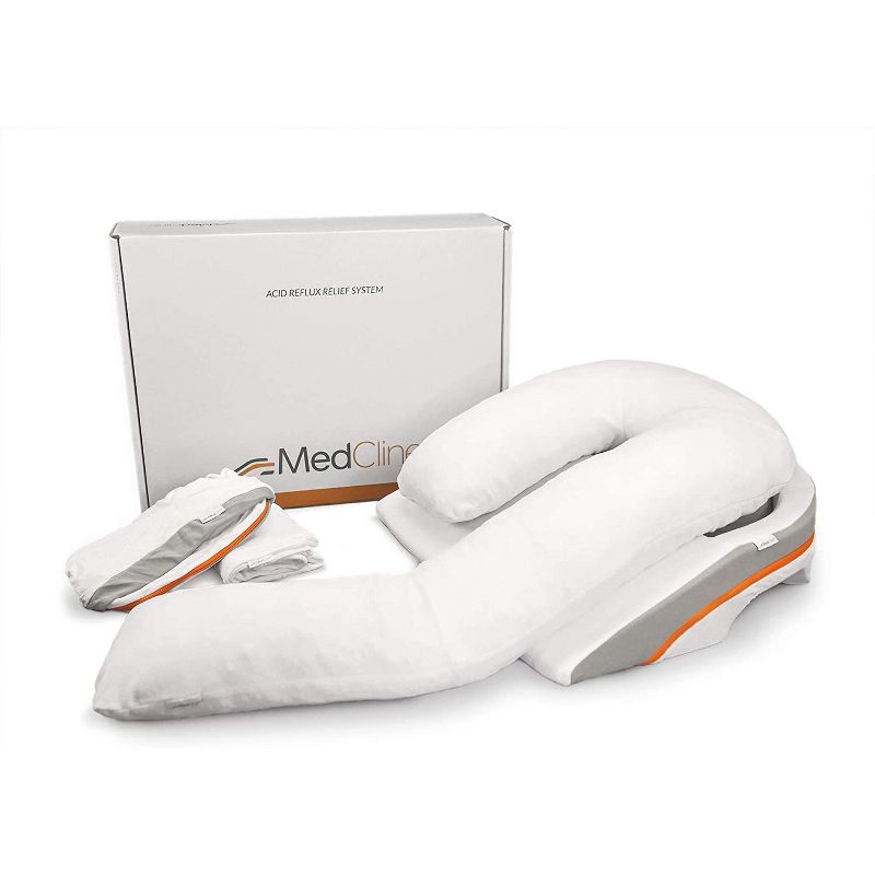MedCline Acid Reflux and GERD Relief Bed Wedge and Body Pillow System Bundle with Extra Set of Cases, Removable Cover, Size Large, 1 of 9