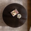 Lyngins Modern Handcrafted Coffee Table, Wooden Olive-Shaped Tea Table with Solid Wood Reliefs & MDF Base, Industrial Round Coffee Table - 4 of 4