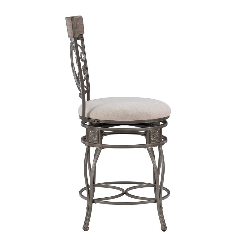Nora Big and Tall Swivel Faux Leather Counter Height Barstool Pewter - Powell, 5 of 13