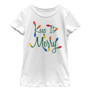 Girl's Lost Gods Christmas Keep It Merry Lights T-Shirt - 1 of 4