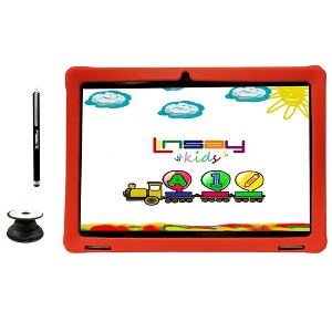 LINSAY 10.1" 64GB Storage New Android 14 Tablet with Kids Defender Case - Red - 1 of 1