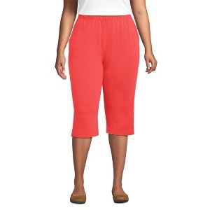 Lands' End Women's Sport Knit High Rise Elastic Waist Capri Pants - 1 of 3