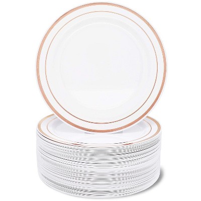 white plates gold rim