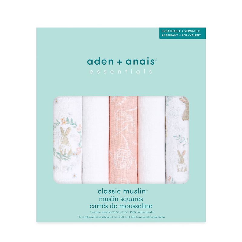 aden + anais Essentials Muslin Squares Baby Blankets - 5pk, 2 of 4