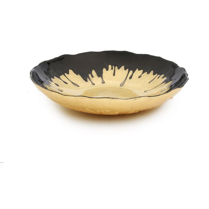 Classic Touch 11.75"D Black Dipped Gold Salad Bowl, 2 of 4