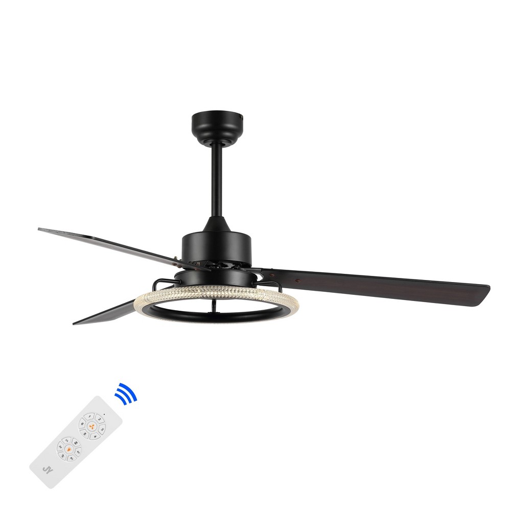 Photos - Fan JONATHAN Y Remy 52" 1-Light Iron/Acrylic/Wood Remote-Control 6-Speed Integrated Ceiling  :LED Light, Plywood Blades, ETL