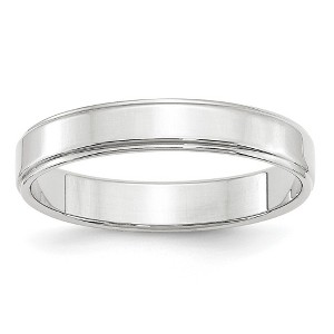 Black Bow Jewelry 4mm 14K White or Yellow Gold Flat Ridged Edge Standard Fit Band - 1 of 4