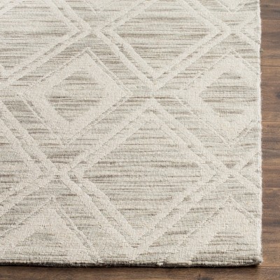 Ivory Geometric Flat Woven Wool Runner Rug