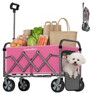 GDFStudio Sansa Foldable Heavy Duty Wagon Cart with Adjustable