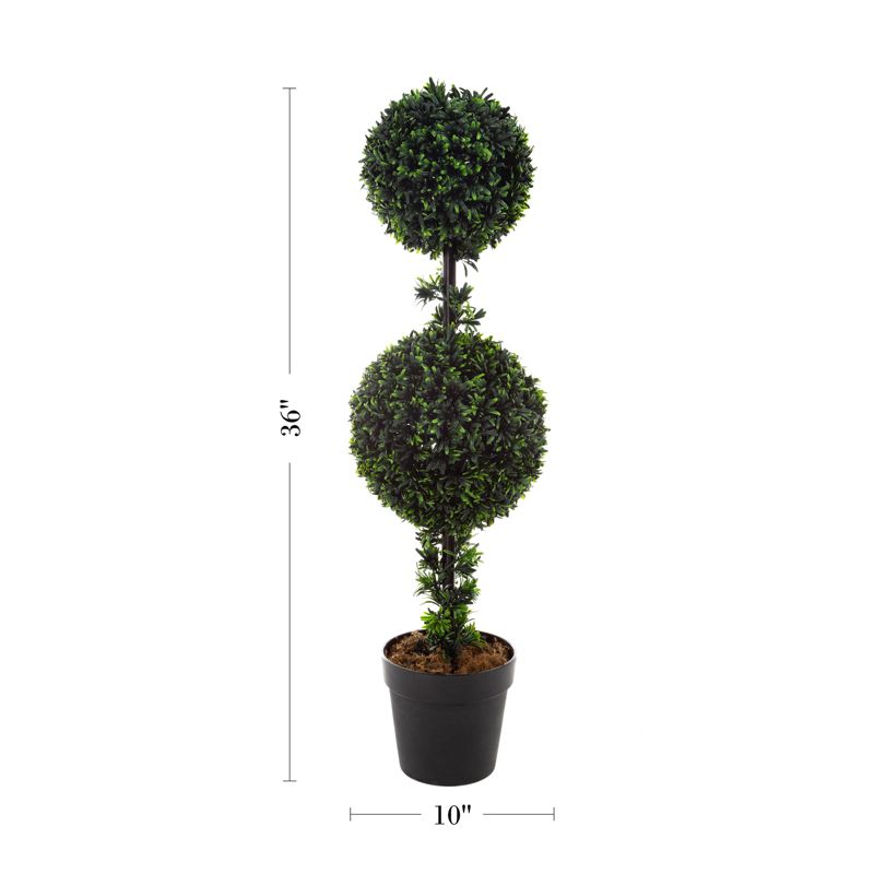 Nature Spring Home Decor Double Ball Artificial Podocarpus Topiary in Sturdy Pot - 36-in, 2 of 5