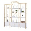 TOAOTBNBO Geometric Bookshelf with X Bar Gold Crossbars, L Shaped Bookcase with Anti-dumping Design 4 Tiers Display Shelf for Living Room - 2 of 4