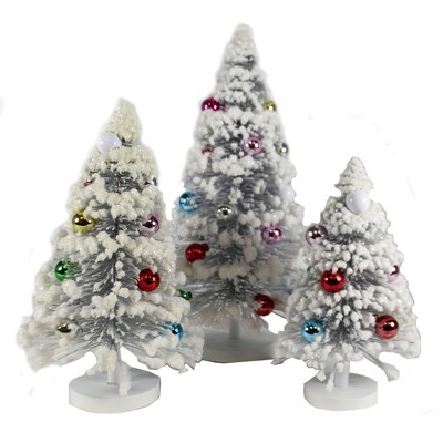 Cody Foster 13.5 Inch Silver Snow Forest Trees Putz Village Retro Figurines