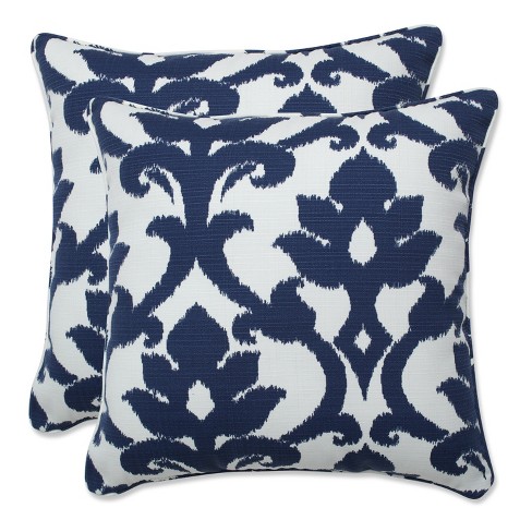 Blue outdoor outlet pillows